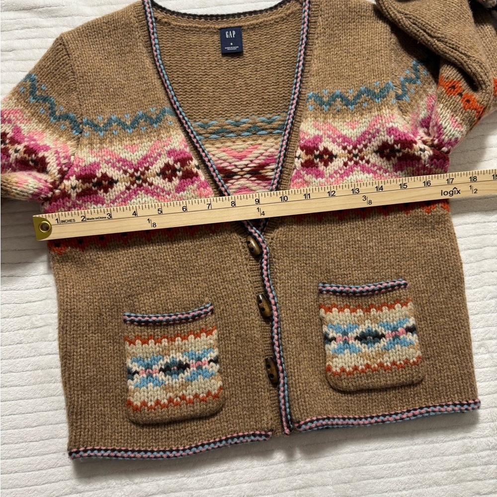 GAP Tan and Pink Patterned Cardigan Sweater - Picture 7 of 8